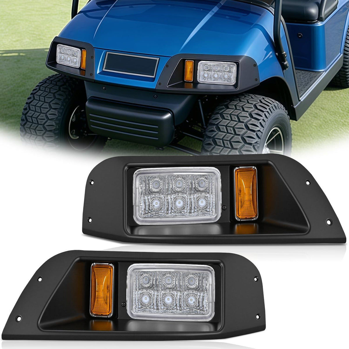 Golf Cart LED Headlights 2PCS 12V Turn Signals EZGO TXT | High Brightness Waterproof Plug and Play Design Running Light Upgrade Easy Installation for 1996-2013 EZGO TXT Electric Carts