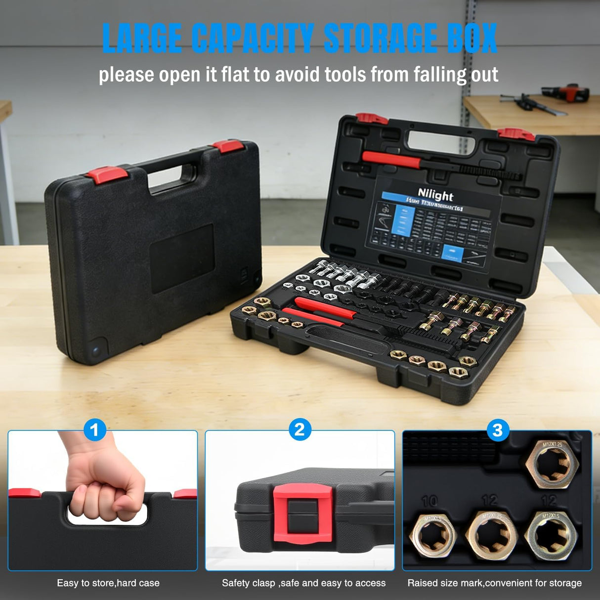 49PCS Thread Chaser Set SAE Metric Universal UNC UNF Sizes | Master Thread Repair Kit with Case 22 Taps 24 Dies 3 Thread Files Automotive Tool for Mechanics Auto Shops Home Garage Repair