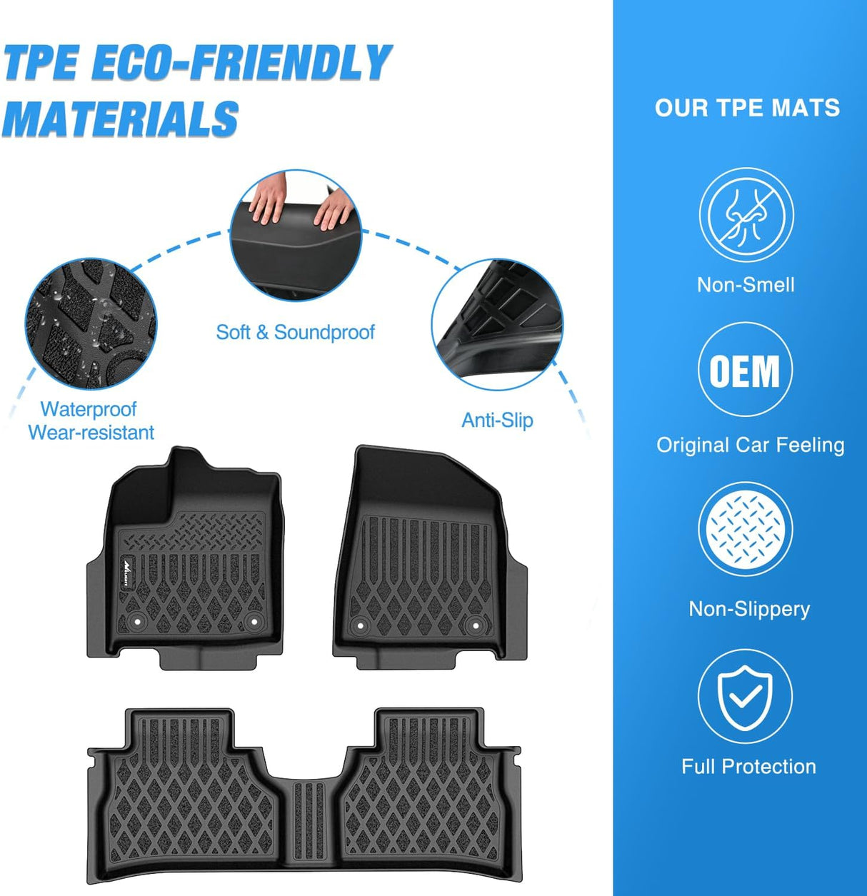 TPE Floor Mats for Nissan Murano 2025 2026 All Weather Custom Fit Heavy Duty Floor Liners