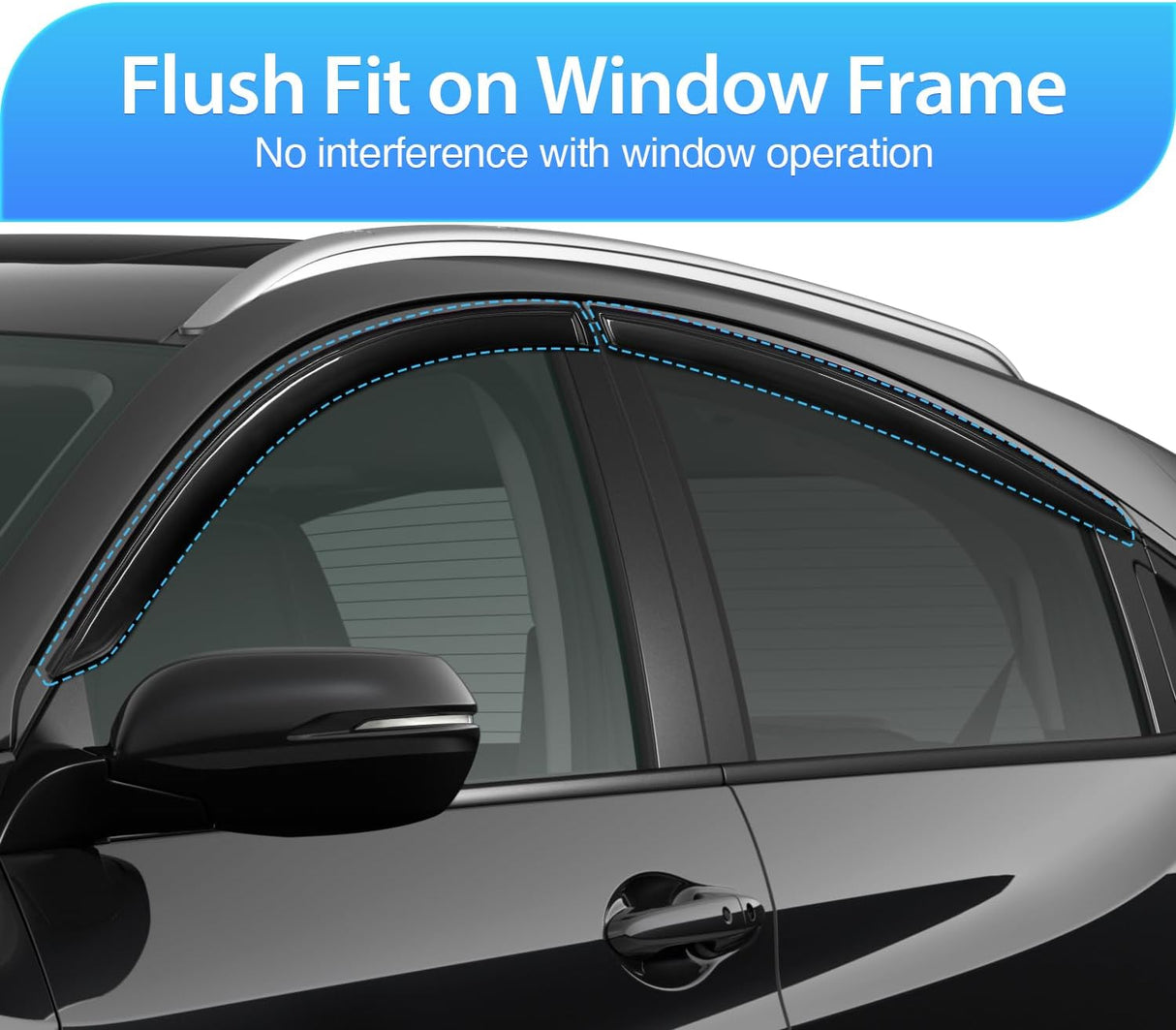 Tape-On Rain Guards for GMC Acadia 2007-2016, 4PCS | Out-Channel Smoke Window Visors, Helps Reduce Wind Noise, Fits Saturn Outlook 2007-2010, 2017 GMC Acadia Limited