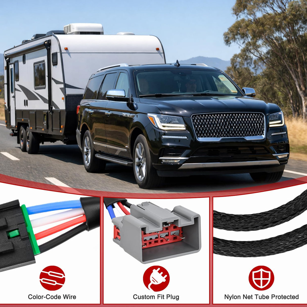 Wiring Harness Kit Brake Controller Wiring Harness Adapter for 2009-2021 Ford F-150, 2017-2023 F-250 F-350 F-450 F-550, 2012-2019 Flex, 2012-2019 Lincoln MKT, 2015-2023 Navigator