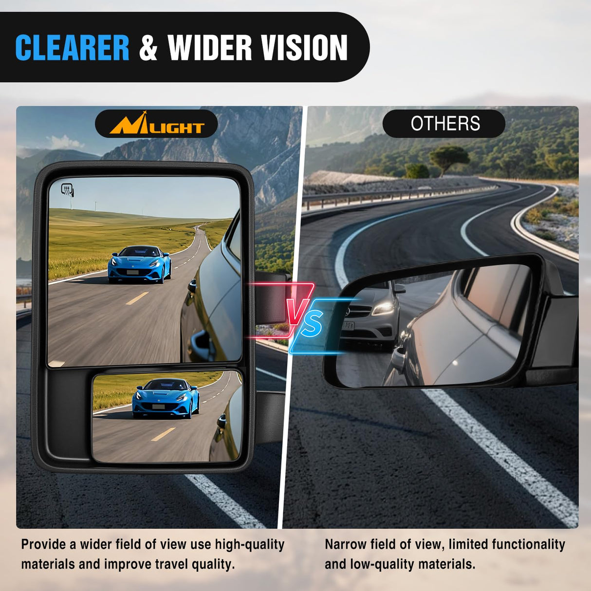 Towing Mirrors Turn Signal Puddle Lights Power Heated Adjustable Glass Manual Telescoping Folding Compatible With 1999-2007 Ford F250 F350 F450 F550 Super Duty