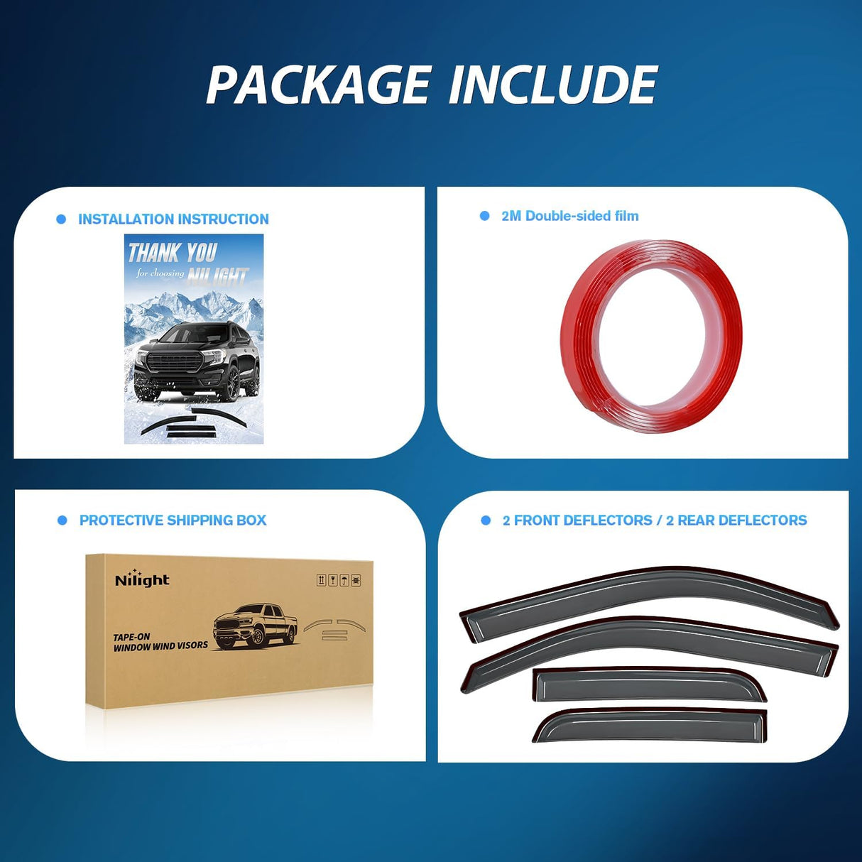 Tape on Window Visors for Dodge Ram 1500 Quad Cab 2019-2026, 4PCS | For New Body Quad Cab Only, Not for Crew Cab or Classic, Outside-Mount Rain Guards for Fresh Air Circulation, Smoke Tinted