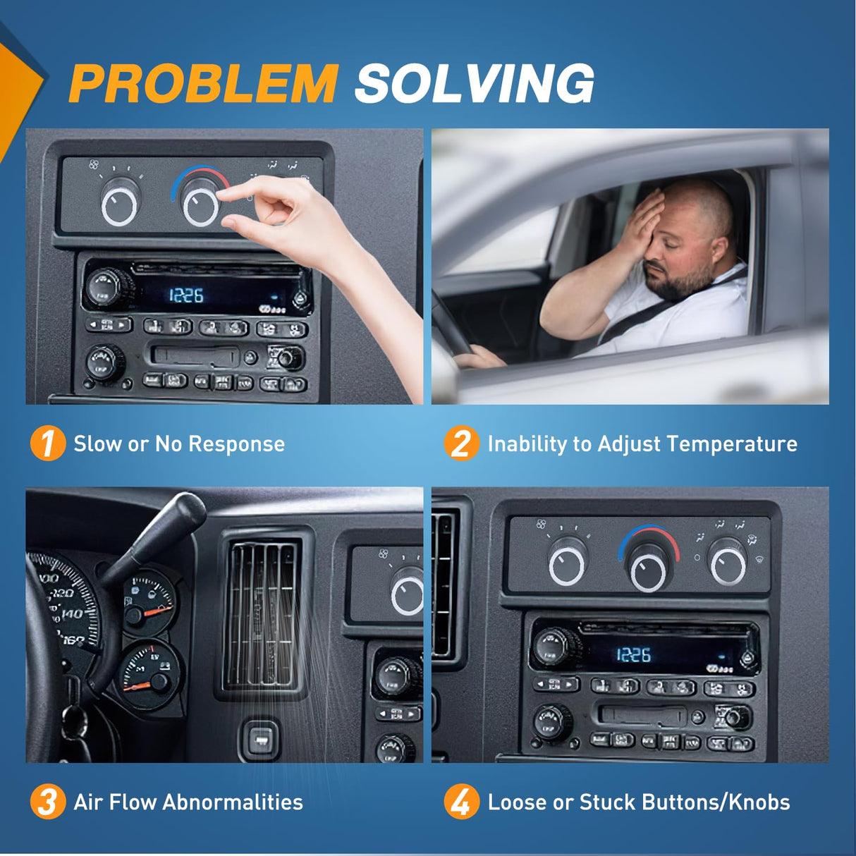 A/C Heater Climate Control Module Panel Compatible with 2001 2002 2003 2004 2005 2006 2007 2008 2009 2010 2011 2012 2013 2014 Chevy Express Truck Replacement Air Conditioning Control Module