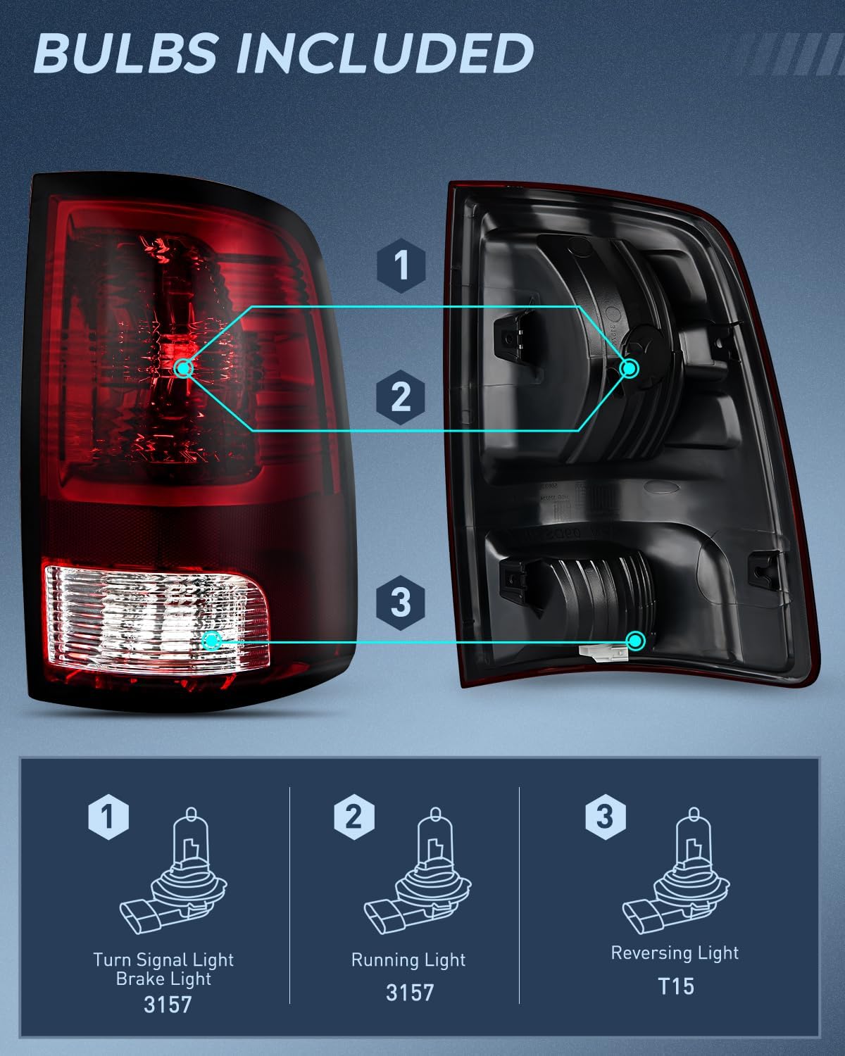 Taillight Assembly Compatible with 2009 2010 2011 2012 2013 2014 2015 2016 2017 2018 Dodge Ram 1500 2500 3500 2019 2020 2021 Classic Rear Lamp OE Style Passenger Side Dark Red