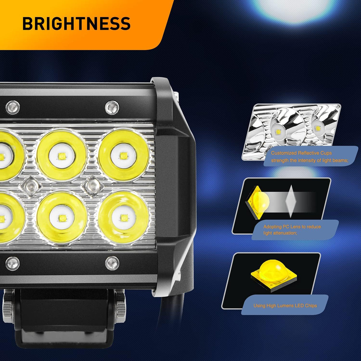 2PCS 18W LED Pods Spot Light Bar Fog Light Driving Lighting with 16AWG Off Road Wiring Harness-2 Leads for Truck Golf Cart SUV ATV UTV Boat (Auto-500)
