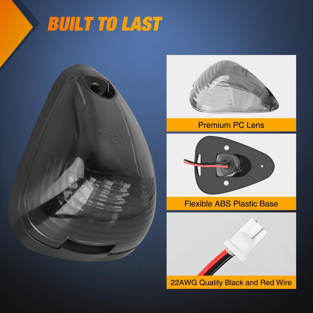 LED Cab Marker Lights 5 PCS 16 LED Smoke Lens Amber Clearance Roof Running Light Compatible with 1999-2016 Ford E150 E250 E350 E450 E550 F150 F250 F350 F450 F550 Super duty