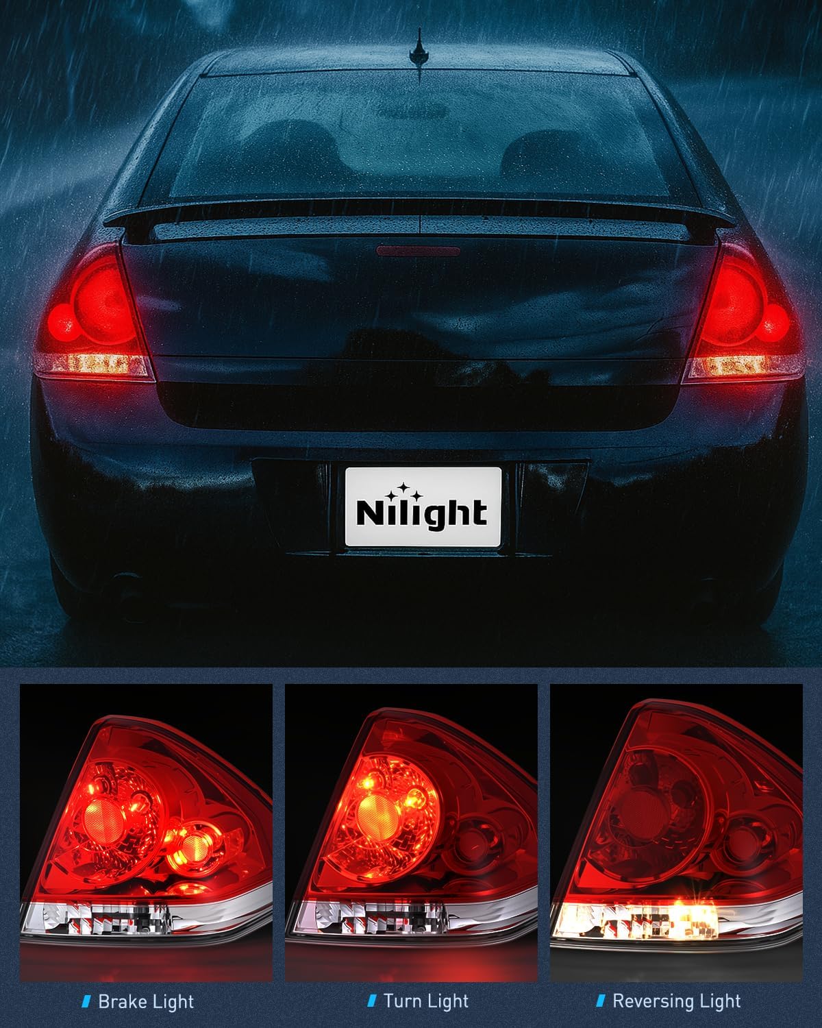 Taillight Assembly Compatible with 2006 2007 2008 2009 2010 2011 2012 2013 Chevy Impala 2014 2015 2016 Chevrolet Impala Limited Rear Tail Light Right Passenger Side
