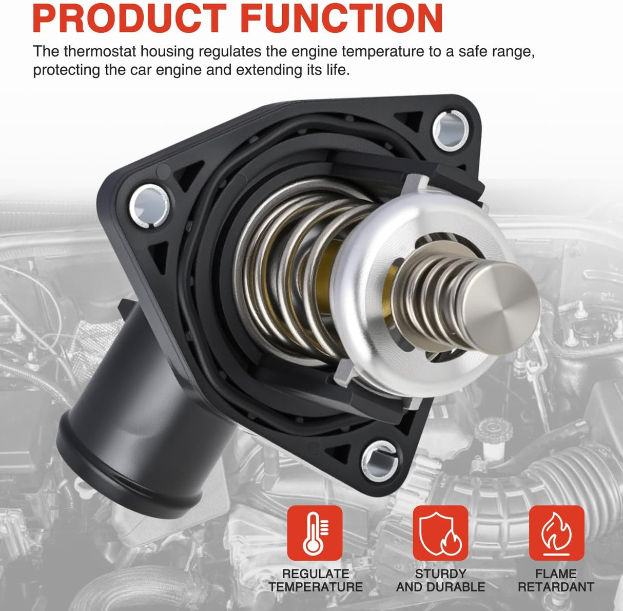 Thermostat Housing Assembly Fit for Cadillac Escalade 2015-2020 Chevy Silverado Tahoe Suburban GMC Sierra Yukon 2014-2020 Engine Coolant Thermostat Housing for Car 902-2090 815-207 12674639