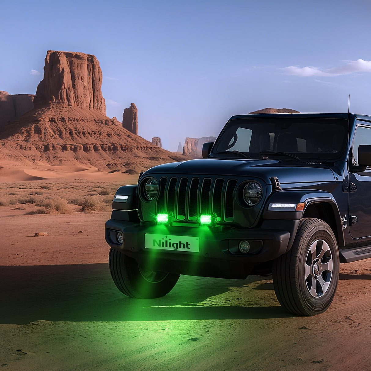 4 Inch LED Light Pods Green Triple Row 2PCS 60W Flood Spot Combo Off Road Driving Fog Fishing Hunting Emergency Safety Signal Deck Trailer Lighting for UTV Pick-up Van Boat Tractor