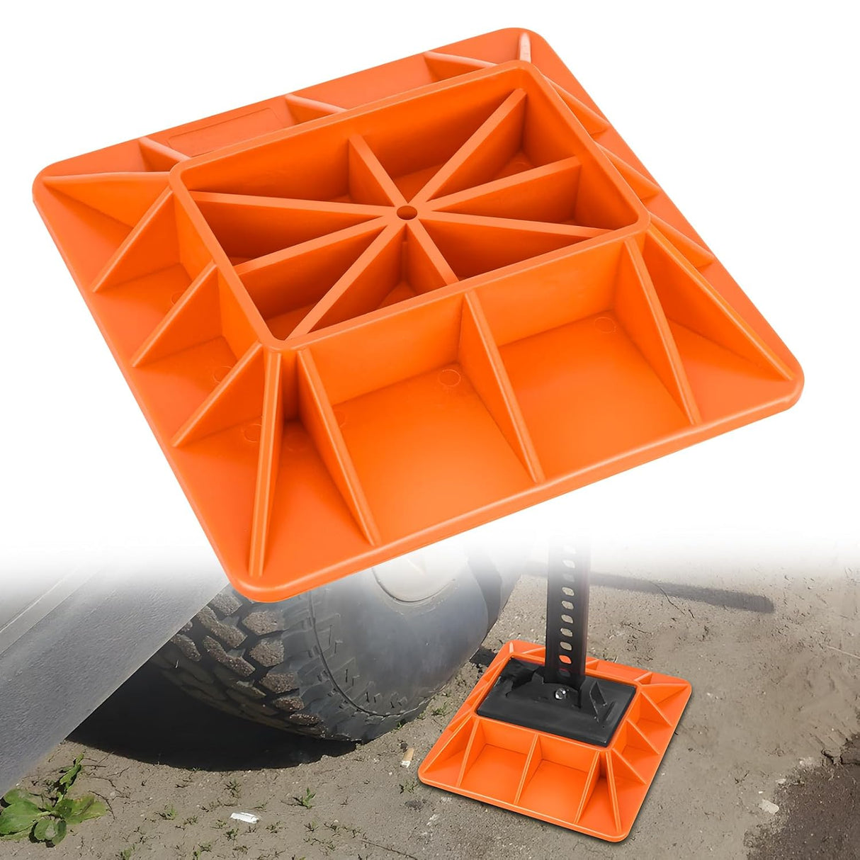 Off-Road Jack Base, Farm Jack Base Stand Plate Recovery Accessories,11.5 Inch x 11.5 Inch, Orange