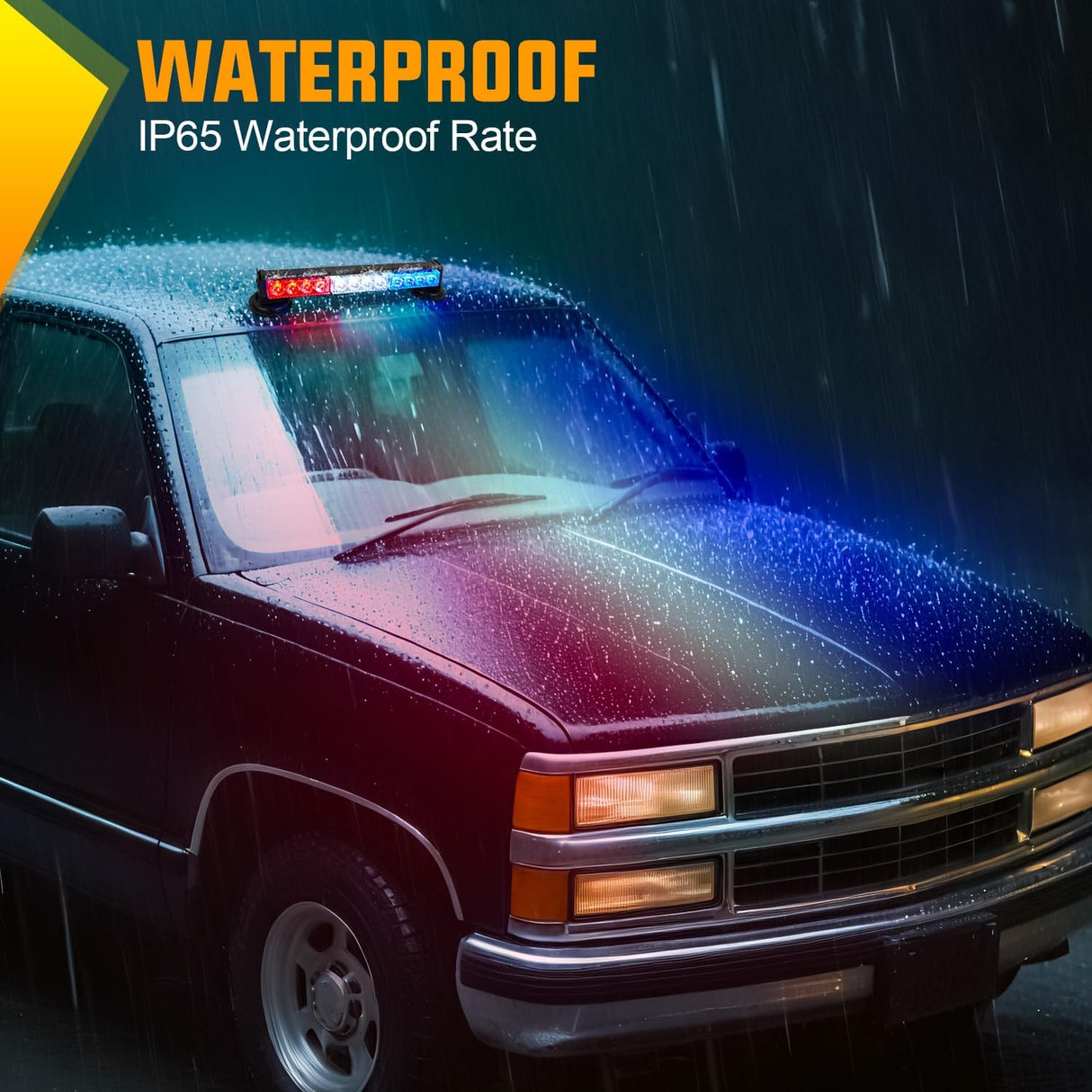 12LED Wireless Red White Blue Strobe Light 14 Inch Magnetic Mount 12V | Rooftop Rechargeable Portable Mini Light Bar Hazard Flash for Car Truck Trailer Snow Plow Construction 20 Flashing Modes