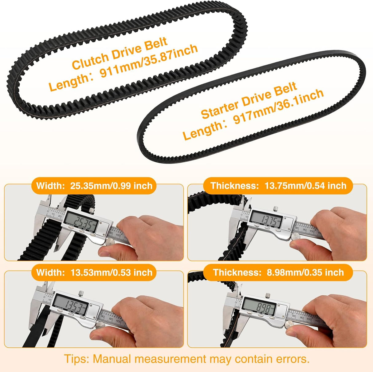 Golf Cart Drive Belt Clutch Drive Belt & Starter Generator Belts Kit for EZGO TXT RXV 2010-up with Kawasaki Engine Replaces OE Part 618630 606138 16548G1 Smooth Engagement Aramid Cord Rubber