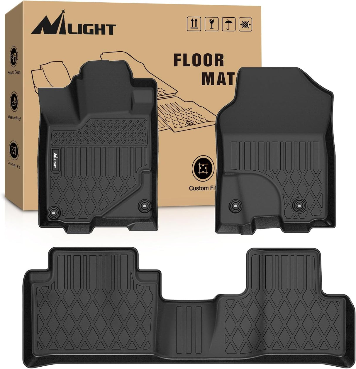 Floor Mat TPE Floor Mats for Acura RDX 8-Way Power Seats 2013 2014 2015 2016 2017 2018, All Weather Custom Fit Heavy Duty Floor Liners