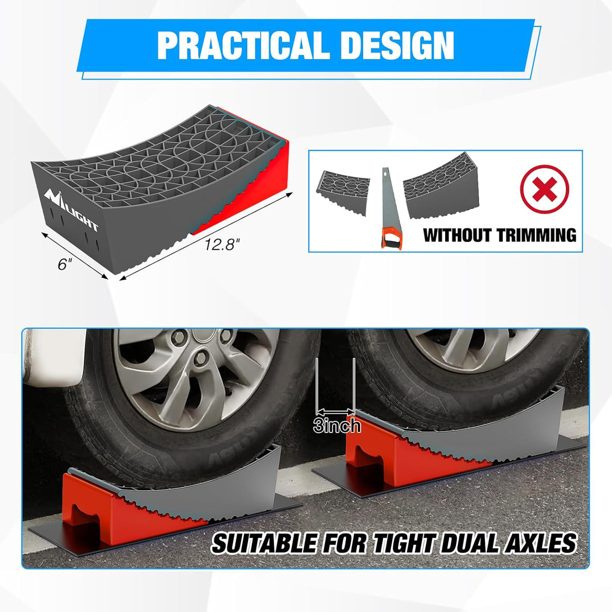 RV Leveler - 2 Pack Camper Leveling Blocks Ramp Support Dual Axles, Up to 35,000lbs, Fast RV Accessories Leveling System for Travel Trailer, Motorhome - Red