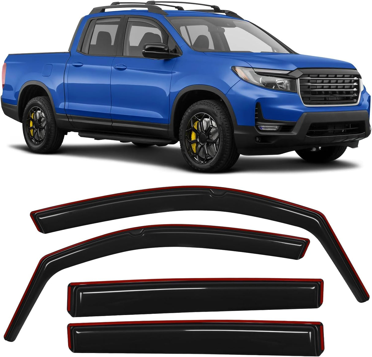 in Channel Rain Guard for Honda Ridgeline 2017 2018 2019 2020 2021 2022 2023 2024 2025 2026, Inside Mount Window Deflectors for Cars, Smoke Tinted, 4PCS