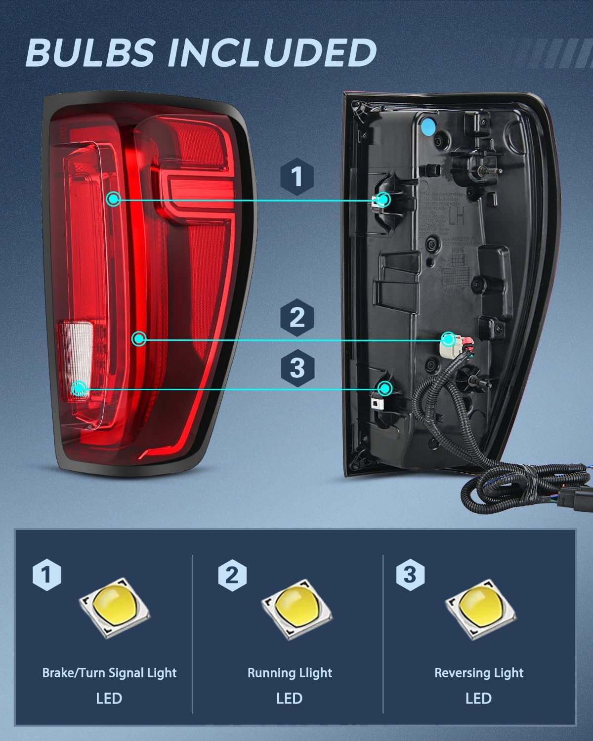 Taillight Assembly Compatible with GMC 2019 2020 2021 2022 2023 2024 Sierra 1500 LED Type Tail Lights 2020-2024 Sierra 2500HD 3500HD Rear Lamp Replacement Passenger Side