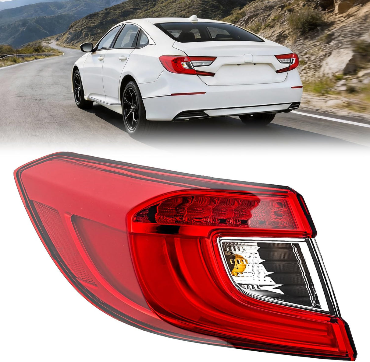 Taillight Assembly for 2018 2019 2020 2021 2022 Honda Accord | Sedan 4-Door Tail Light OE Style Rear Outer Lamp Replacement Driver Side