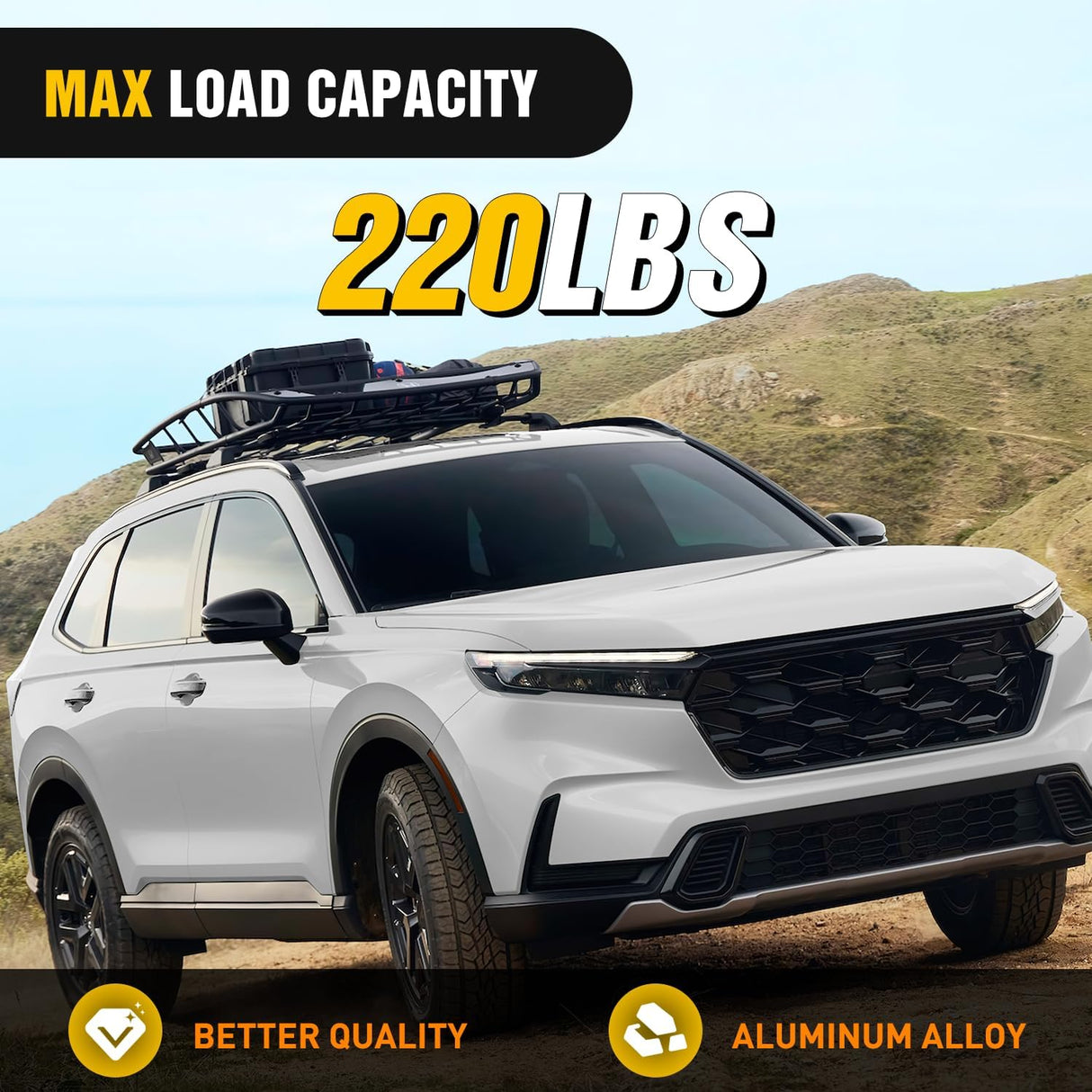 Roof Rack Cross Bars Compatible with Honda CR-V & Hybrid 2023 2024 2025 with Factory Side Rails,Adjustable Aluminum Less Wind Noise Car Crossbars for Cargo Carrier Luggage Kayak Tent Snowboard