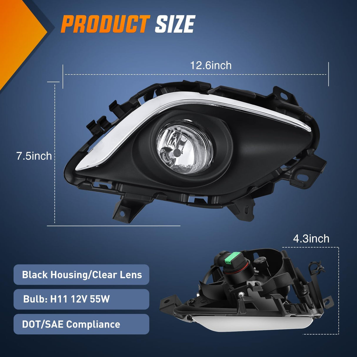 Fog Lights Assembly Compatible with 2013 2014 2015 MAZDA 6 Clear Lens Driver and Passenger Side H11 12V 55W Bulbs