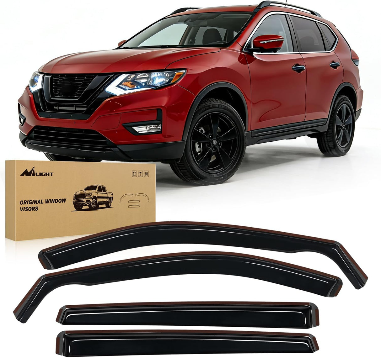 in Channel Rain Guards for Nissan Rogue S SV SL(Not fit Sport Model) 2014-2020 Original Window Deflectors, Vent Window Visors-4PCS