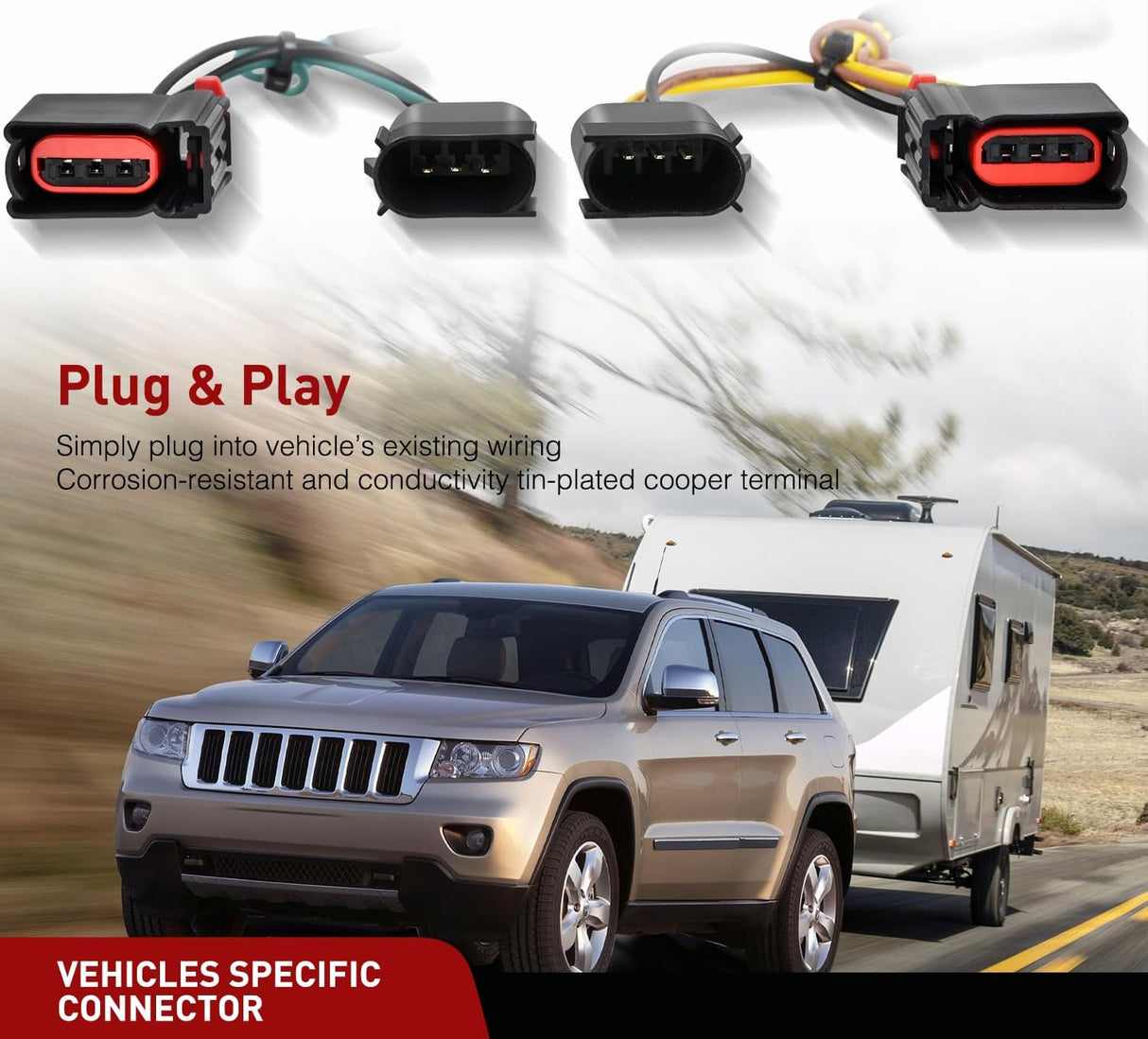4 Pin Trailer Wiring Harness Kit 56009 Vehicle Standard 4 Way Connector Custom for 2007 2008 2009 2010 2011 2012 2013 Jeep Grand Cherokee Simple Fit Tow Hitch Harness