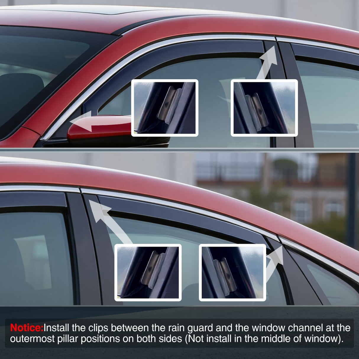 in-Channel Rain Guards for GMC Terrain 2018-2024, 4PCS | Window Deflectors Window Visors for Fresh Air Circulation, GMC Terrain 2018 2019 2020 2021 2022 2023 2024, Smoke Tinted