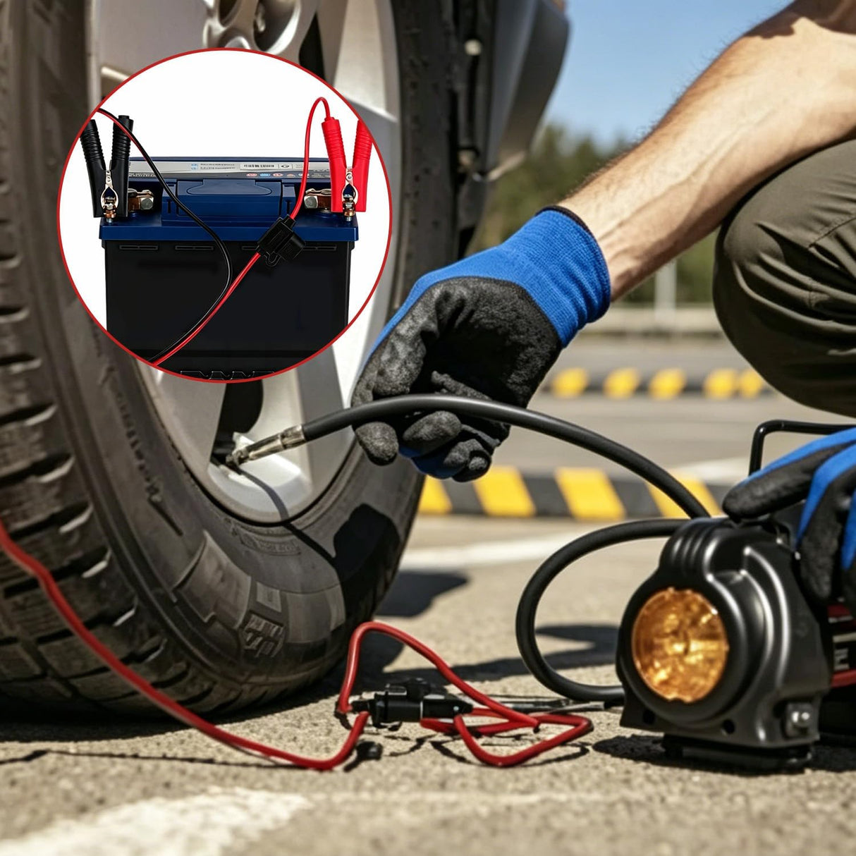 Battery Alligator Clamp to Female Cigarette Lighter Socket Adapter | 4.9FT / 1.5m Clips 16AWG Copper Power Cord Wire with 15A Fuse Holder for Vacuum Cleaner Tire Pump