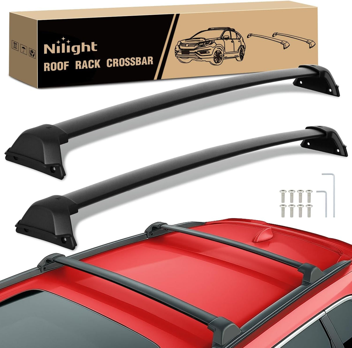 Roof Rack Cross Bars Compatible with Honda CR-V & Hybrid 2023 2024 2025 with Factory Side Rails,Adjustable Aluminum Less Wind Noise Car Crossbars for Cargo Carrier Luggage Kayak Tent Snowboard