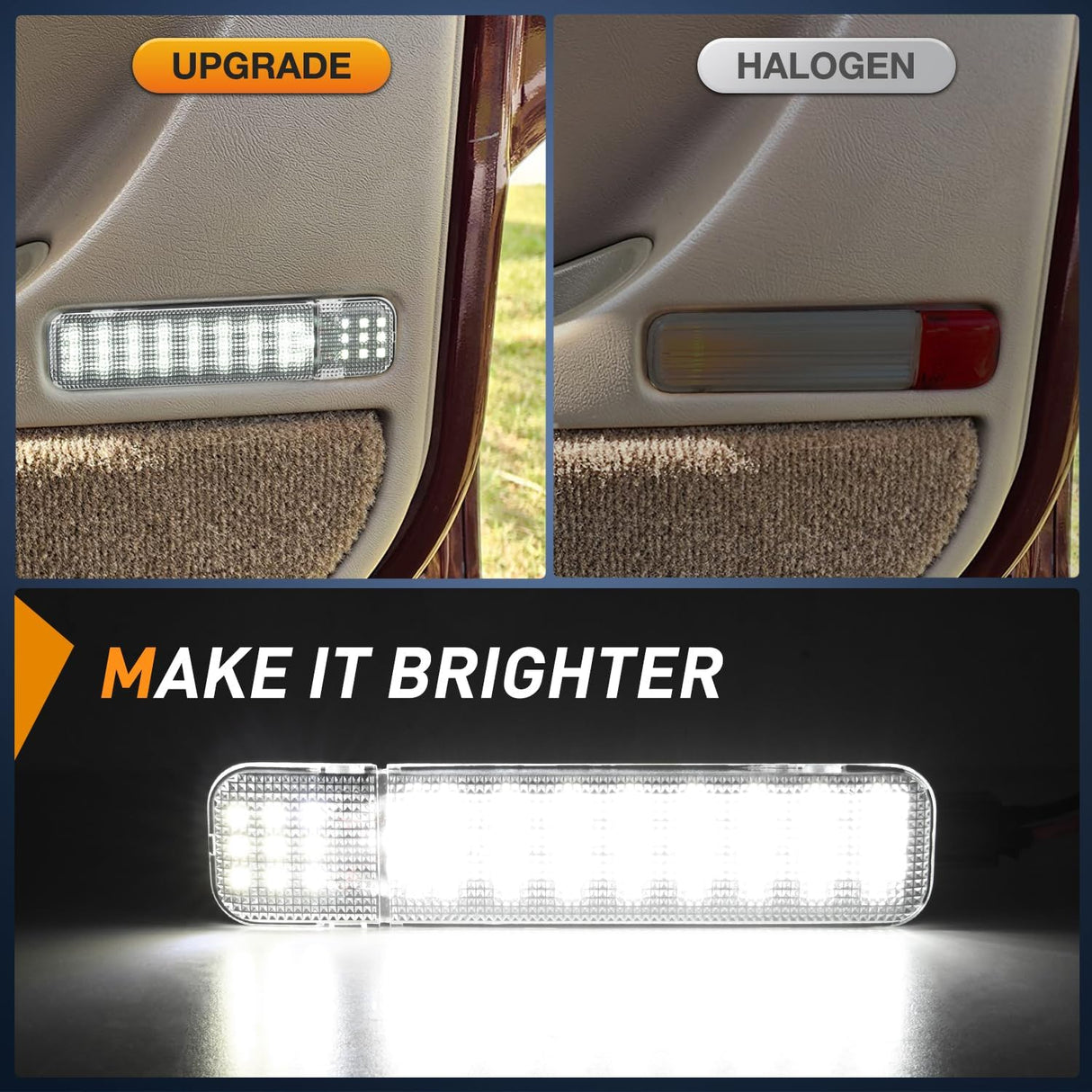 2PCS LED Interior Door Panel Light Courtesy Warning Lights White Beam Plug and Play Compatible with Chevy GMC C/K Silverado Sierra 1500 2500 3500 HD Suburban Cadillac Escalade Hummer H2