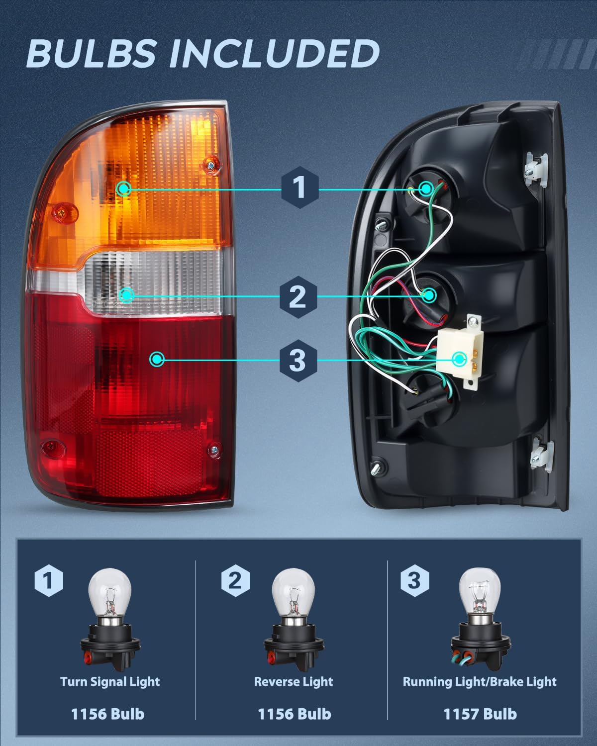 Taillight Assembly Compatible with 1995 1996 1997 1998 1999 2000 Toyota Tacoma Rear Tail Light Lamp Replacement OE Style Driver Side and Passenger Side