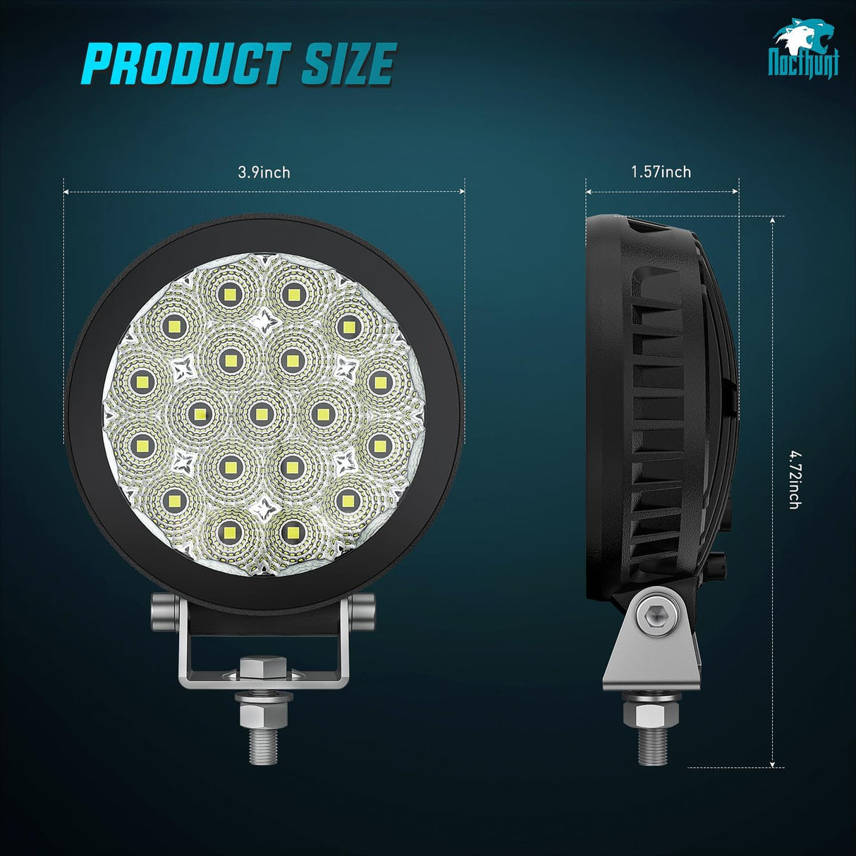 4 Inch 19LED Round Flood Built-in EMC LED Pod Lights (Pair) Nilight