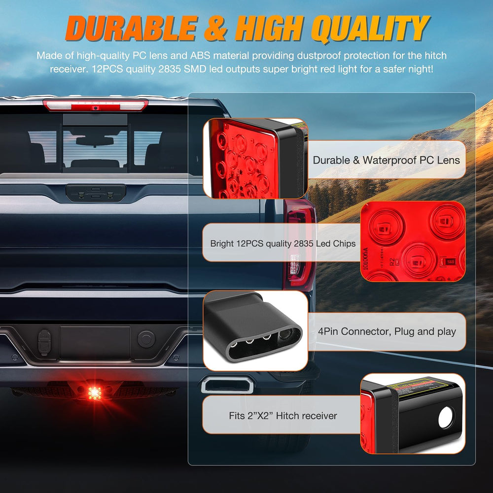 12LED Brake Light Trailer Hitch Cover Nilight