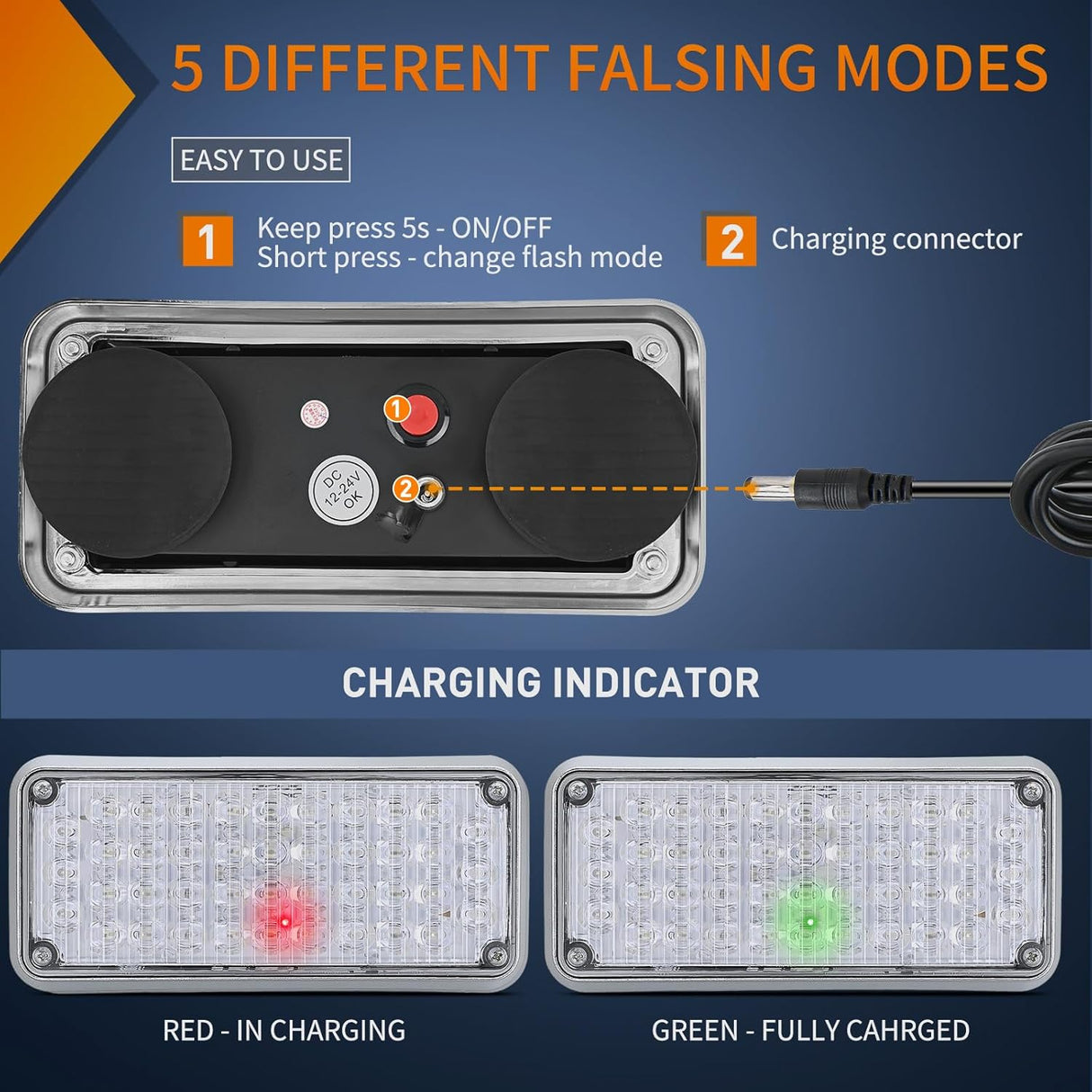 2PCS 42LED Green Wireless Magnetic Strobe Lights Portable Warning Hazard Light Surface Mount Waterproof 5 Patterns for 12V 24V Cars Trucks Van Off Road Vehicles ATV