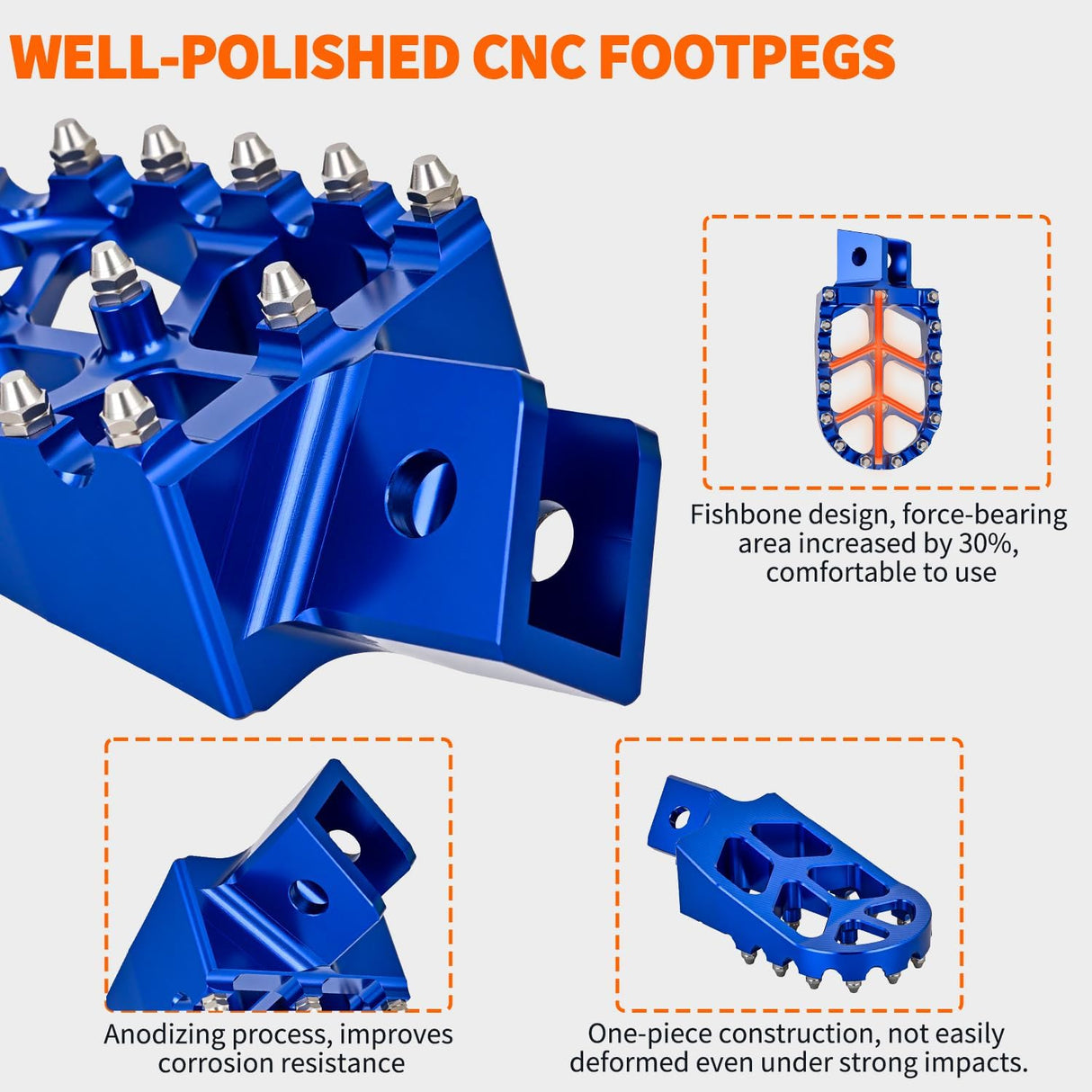 Motorcycle Foot Pegs Dirt Bike Footpegs Fit for Yamaha PW50 1981-2021 PW80 1983-2006 Y-ZINGER 1985-2001 TW200 1987-2021 CNC Foot Pegs for Motorcycles Heavy Duty Foot Rests Peg Pedal, Blue