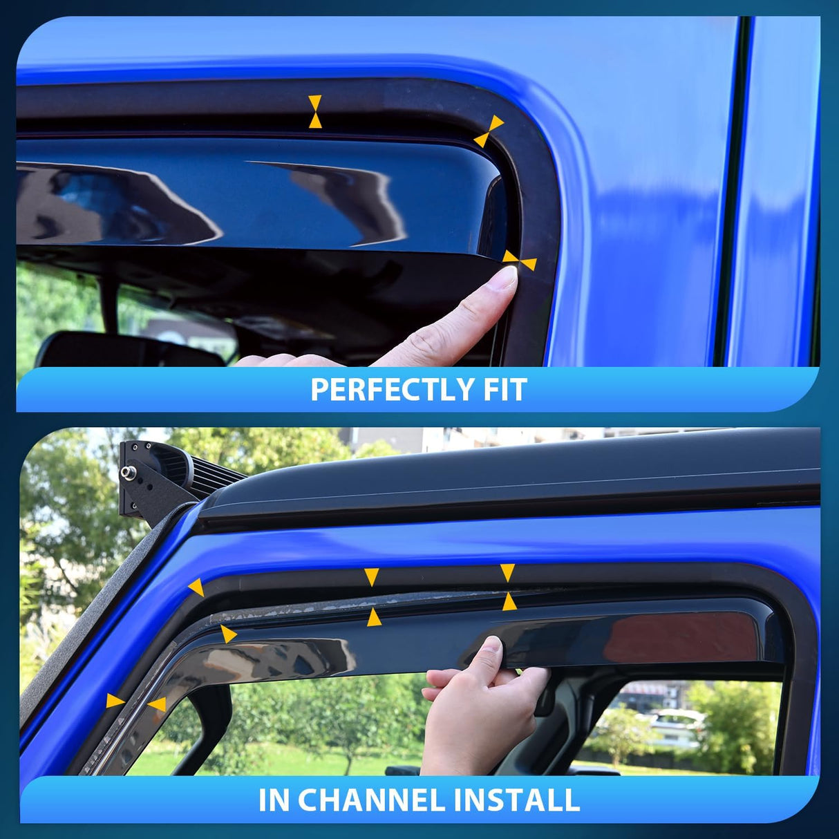 in Channel Rain Guard for Honda Ridgeline 2017 2018 2019 2020 2021 2022 2023 2024 2025 2026, Inside Mount Window Deflectors for Cars, Smoke Tinted, 4PCS