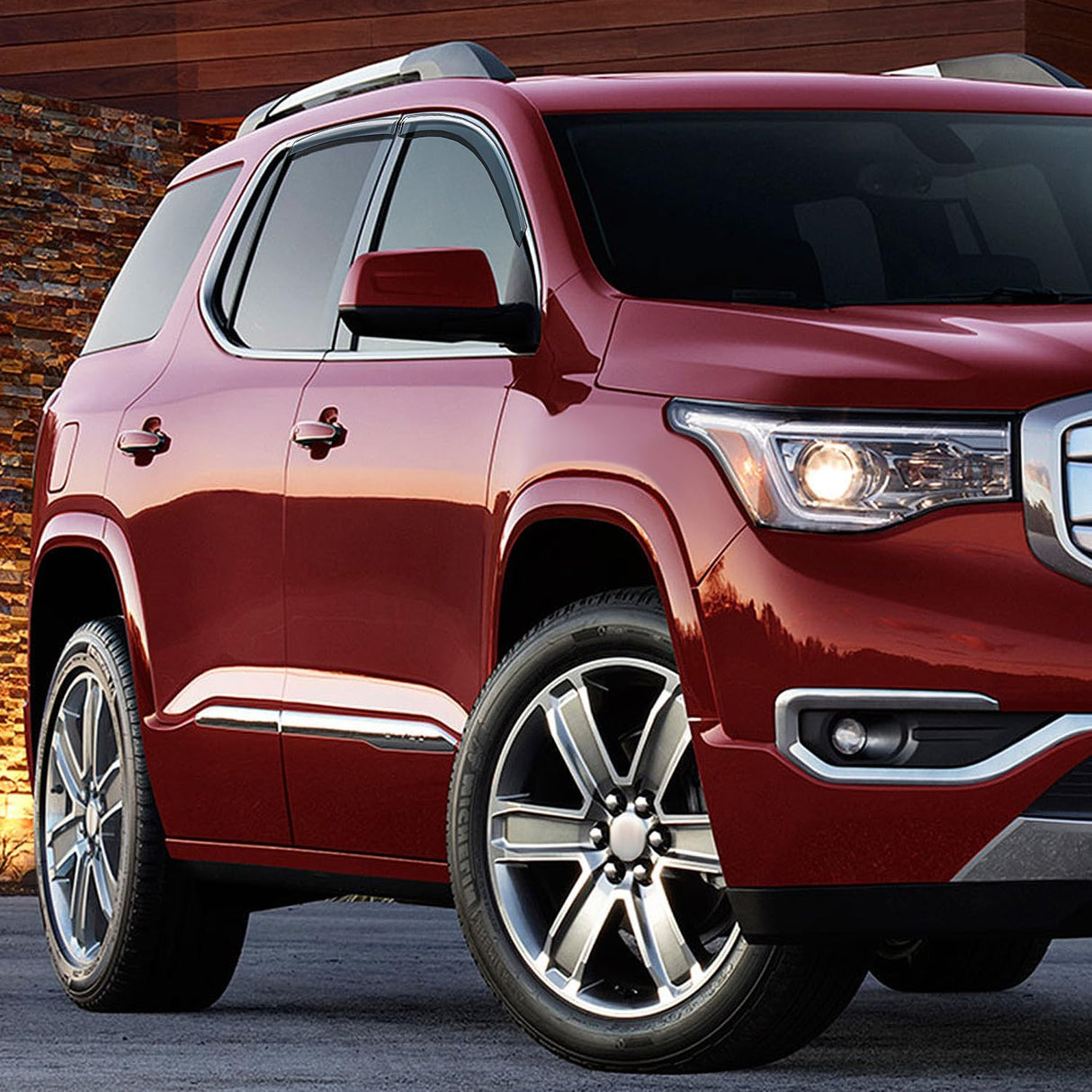 Tape-On Rain Guards for GMC Acadia 2007-2016, 4PCS | Out-Channel Smoke Window Visors, Helps Reduce Wind Noise, Fits Saturn Outlook 2007-2010, 2017 GMC Acadia Limited