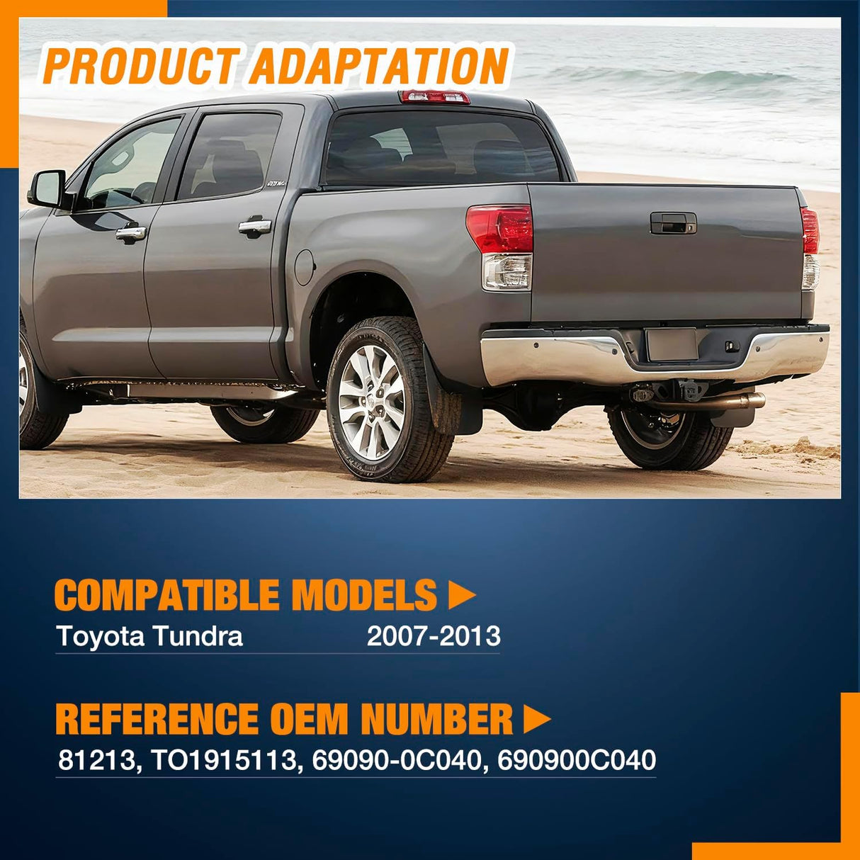 Tailgate Handle Compatible with 2007 08 09 10 11 12 2013 Toyota Tundra Outside Liftgate Latch Tail Gate Car Door Handles with Key Lock Hole Assembly Replaces OEM# 81213, TO1915113, 69090-0C040