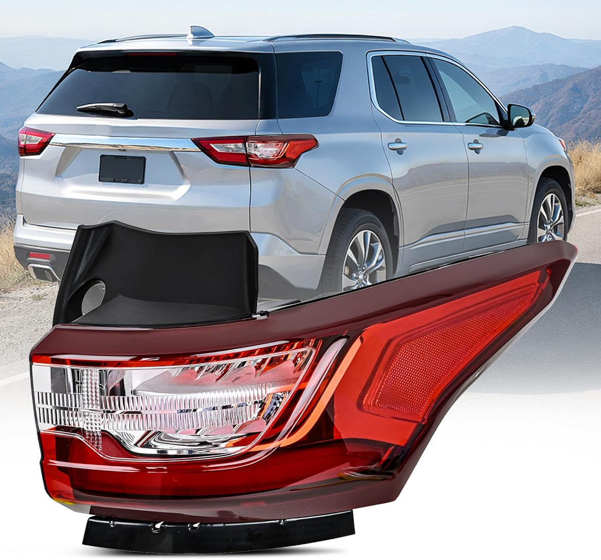 Taillight Assembly for 2018 2019 2020 2021 Chevy Traverse | LED Outer Tail Light OE Style Rear Lamp Replacement Passenger Side