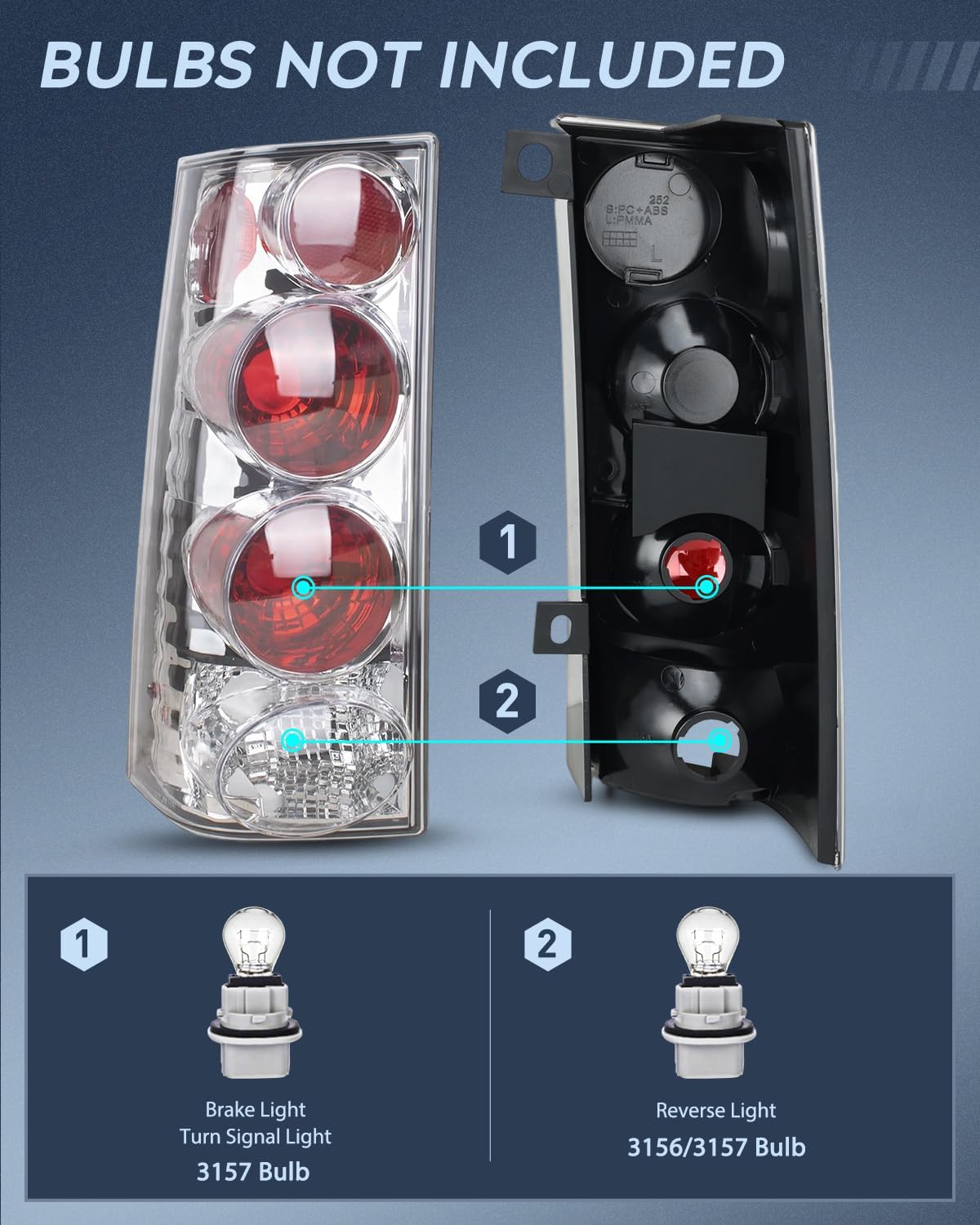 Taillight Assembly Compatible with 2003 2004 2005 2006 2007 2008 2009 2010 2011 2012 2013 2014 Chevy Express GMC Savana 1500 2003-2023 Chevrolet Express GMC Savana 2500 3500 Rear Tail Light