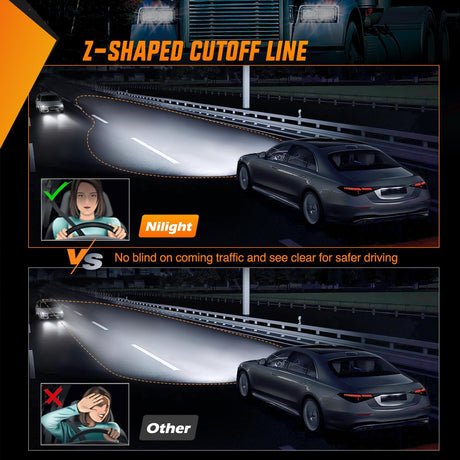 4x6Inch LED Hi/Lo Sealed Beam Headlights 60W H4651 H4652 H4656 H4666 H6545 Silver 4Pcs Nilight