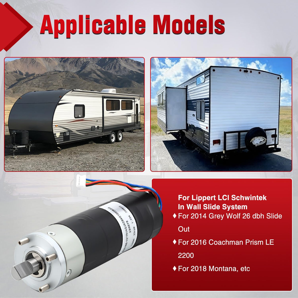236575 RV in-Wall Slide-Out Motor for Lippert Schwintek 300:1 | Compatible with Lippert Schwintek in Wall Slide System 300:1 High Torque Gear Ratio IG-42 10mm for Travel Trailer Camper