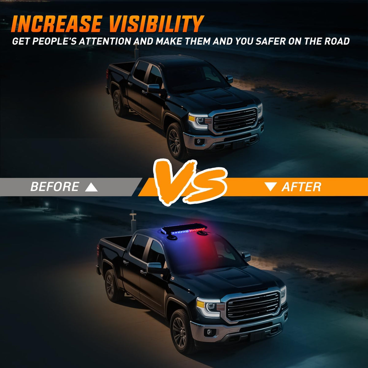 14.5 Inch 30LED Strobe Light Bar Double Side Rooftop Red Blue