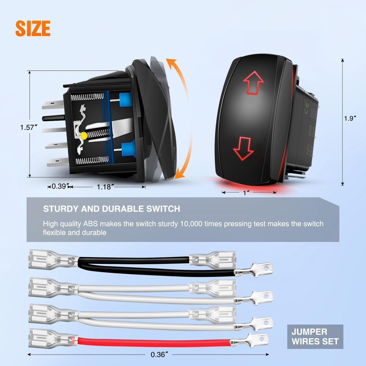 Arrows Motor Polarity Reverse Momentary Rocker Switch DPDT 20A 12V 24V 7PIN (ON) Off (ON) Toggle Wire Up Down Carling for Car Boat Truck Linear Actuator Trailer