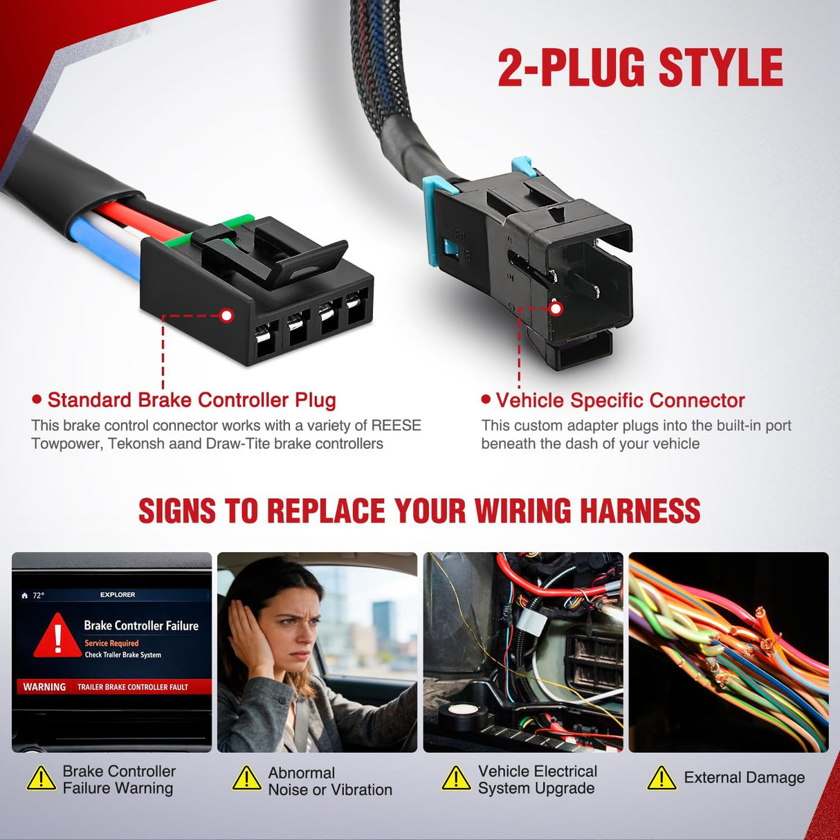 Brake Controller Wiring Harness Adapter for Freightliner SL and XC 2004 2005 2006 2007 2008 2009 2010 2011 2012 Towing Hitch Trailer RV