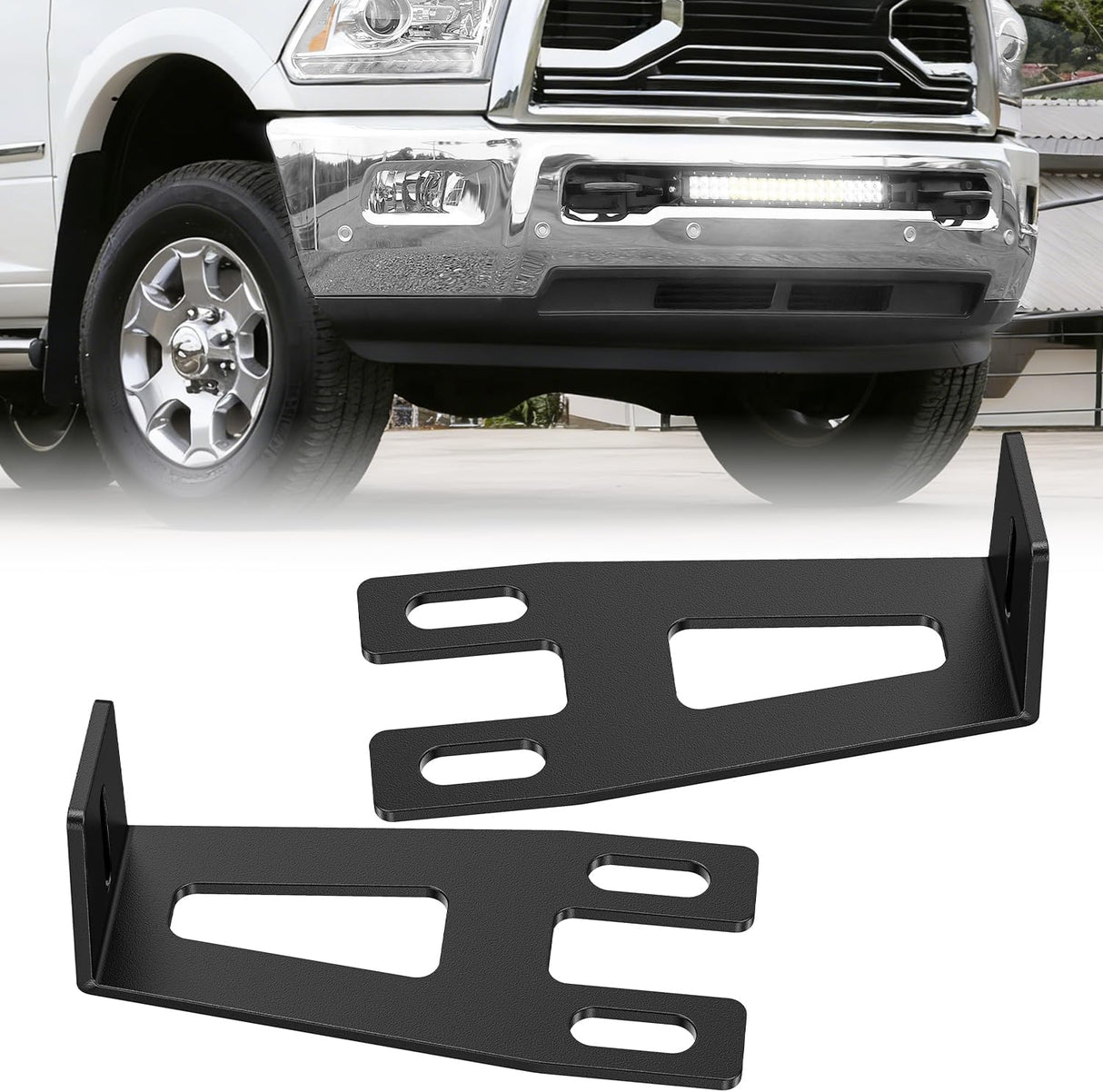 Hidden Bumper Mounting Brackets for 2009-2018 Dodge Ram 2500 3500 | Designed for 20 Inch Straight LED Light Bar,Heavy-Duty Steel,Front Lower Hidden Bumper Brackets