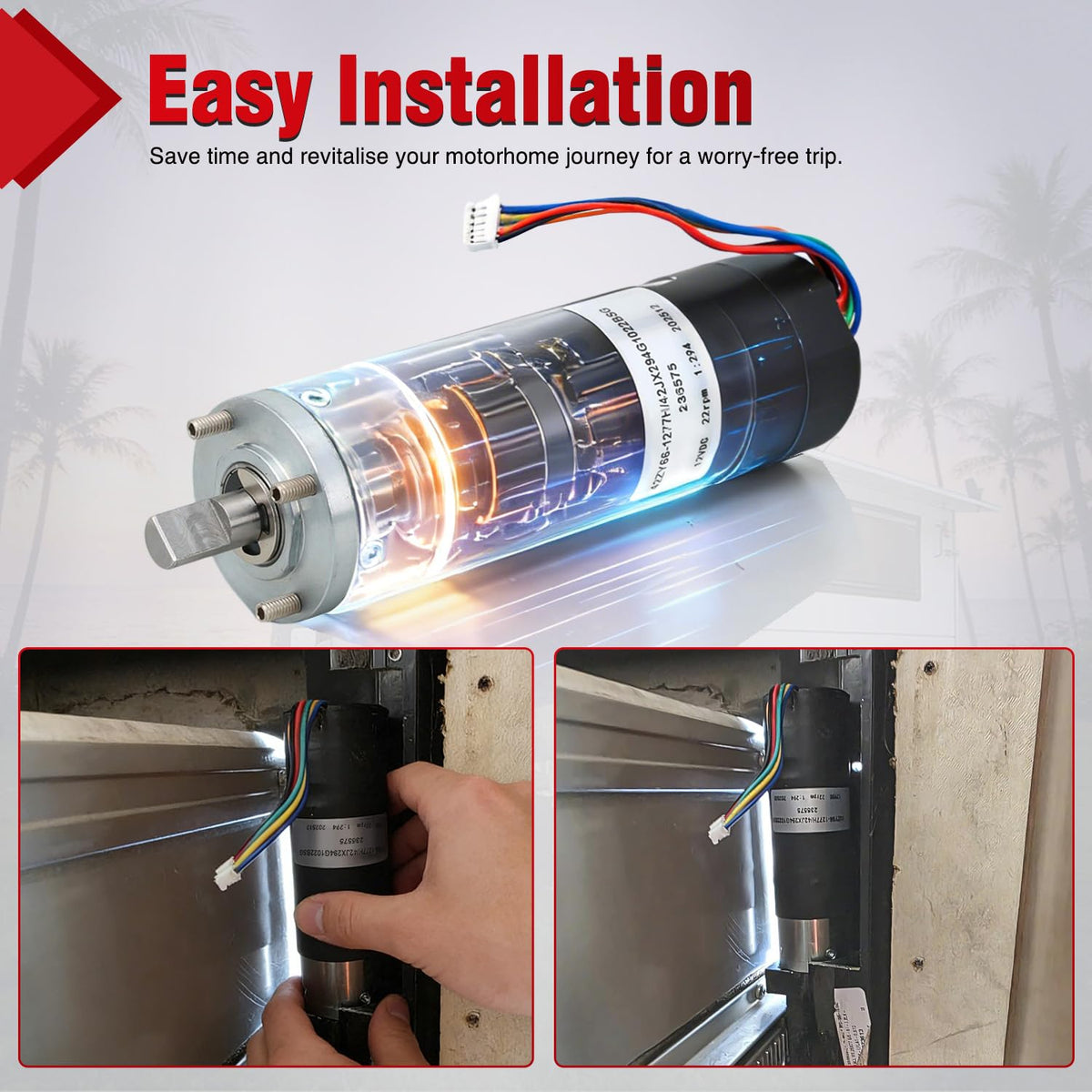 236575 RV in-Wall Slide-Out Motor for Lippert Schwintek 300:1 | Compatible with Lippert Schwintek in Wall Slide System 300:1 High Torque Gear Ratio IG-42 10mm for Travel Trailer Camper