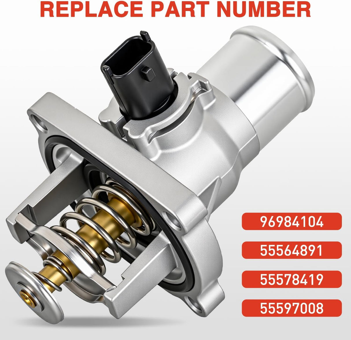 Aluminium Thermostat Housing Assembly Compatible with Chevy Aveo 09-14 Cruze 10-20 Sonic 12-15 Pontiac G3 09-10 Engine Coolant Thermostat Housing for Car 96984104 55564891 55578419 55597008