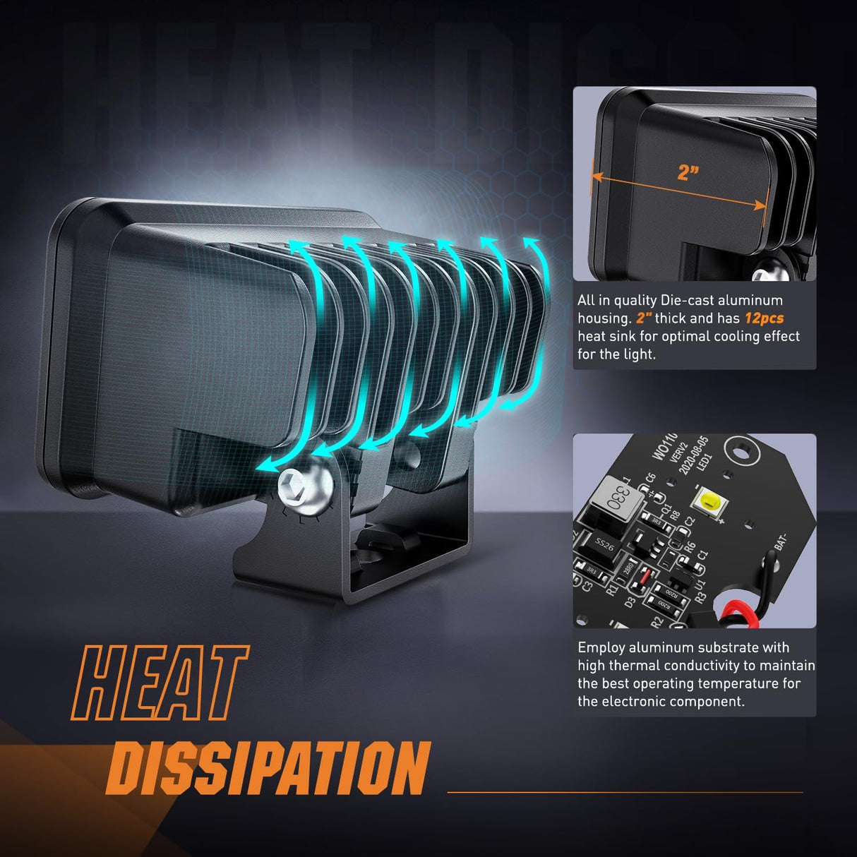 3 Inch 10W 1160LM Flood Built-in EMC LED Work Lights (Pair) | 18AWG DT Wire Nilight