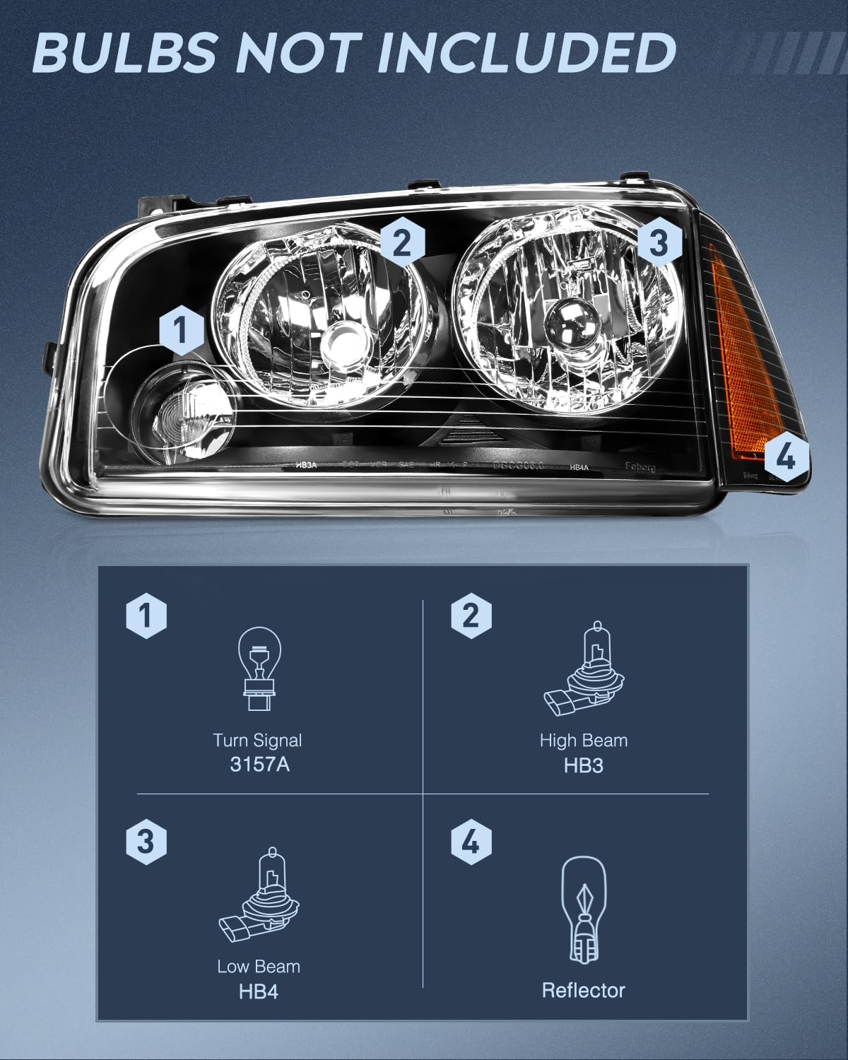Headlight Assembly Compatible with 2006 2007 2008 2009 2010 Dodge Charger Black Housing Amber Reflector Clear Lens Headlights Replacement Bumper Lamp Set Driver and Passenger Side